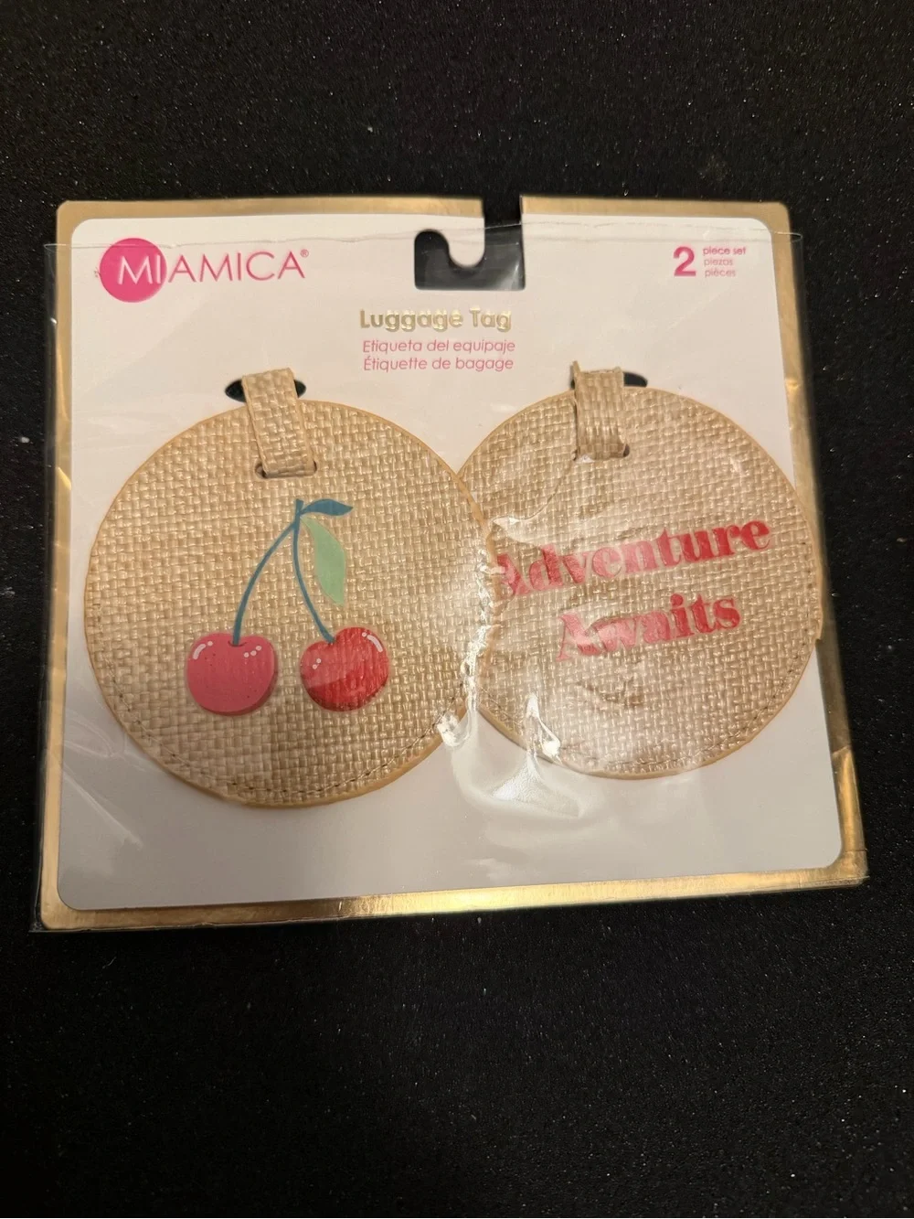 MIAMICA Luggage Tag 2 Piece Set Adventure Awaits Travel Accessories NEW
